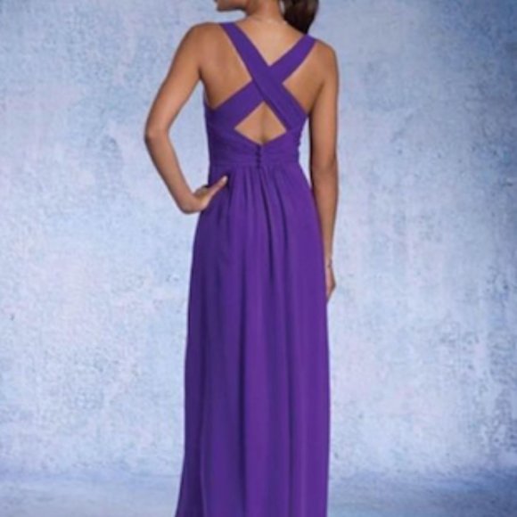 Alfred Angelo Cross Back Dress - Mediterranean Blue - Picture 2 of 5